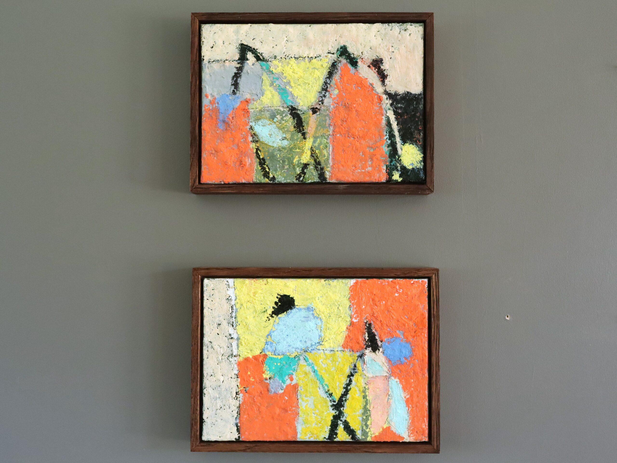 2025 AM Contemporary Abstraktes Stillleben Mini Ölgemälde - Abstrakte Pflanzen (Beige), Abstract Painting, von Lloyd Durling