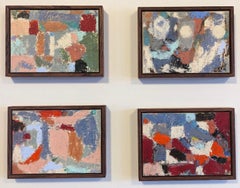 Ensemble contemporain de 4 mini peintures à l'huile abstraites par le britannique Lloyd Durling 