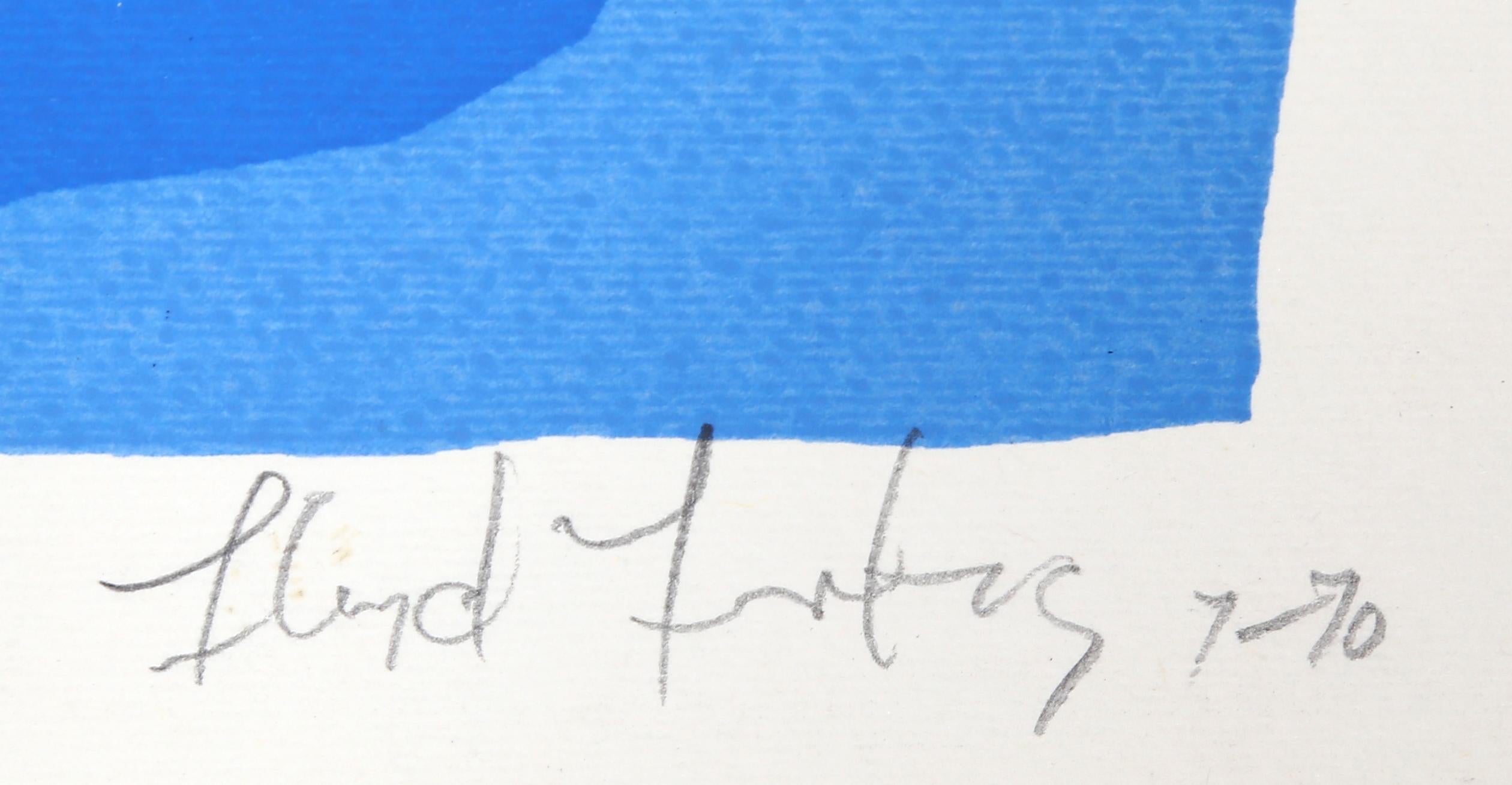 Blaue blaue abstrakte Serigraphie von Lloyd Fertig im Angebot 2
