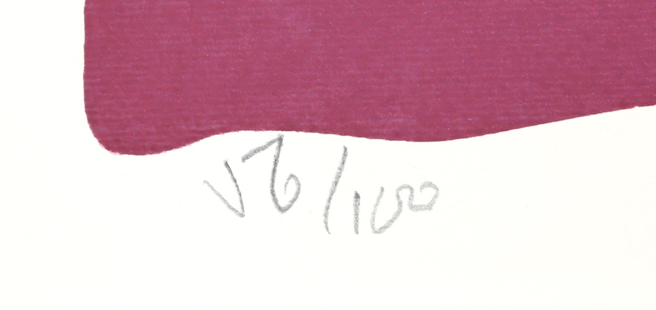 Untitled 9, Signed Red Abstract Screenprint by Lloyd Fertig For Sale 1