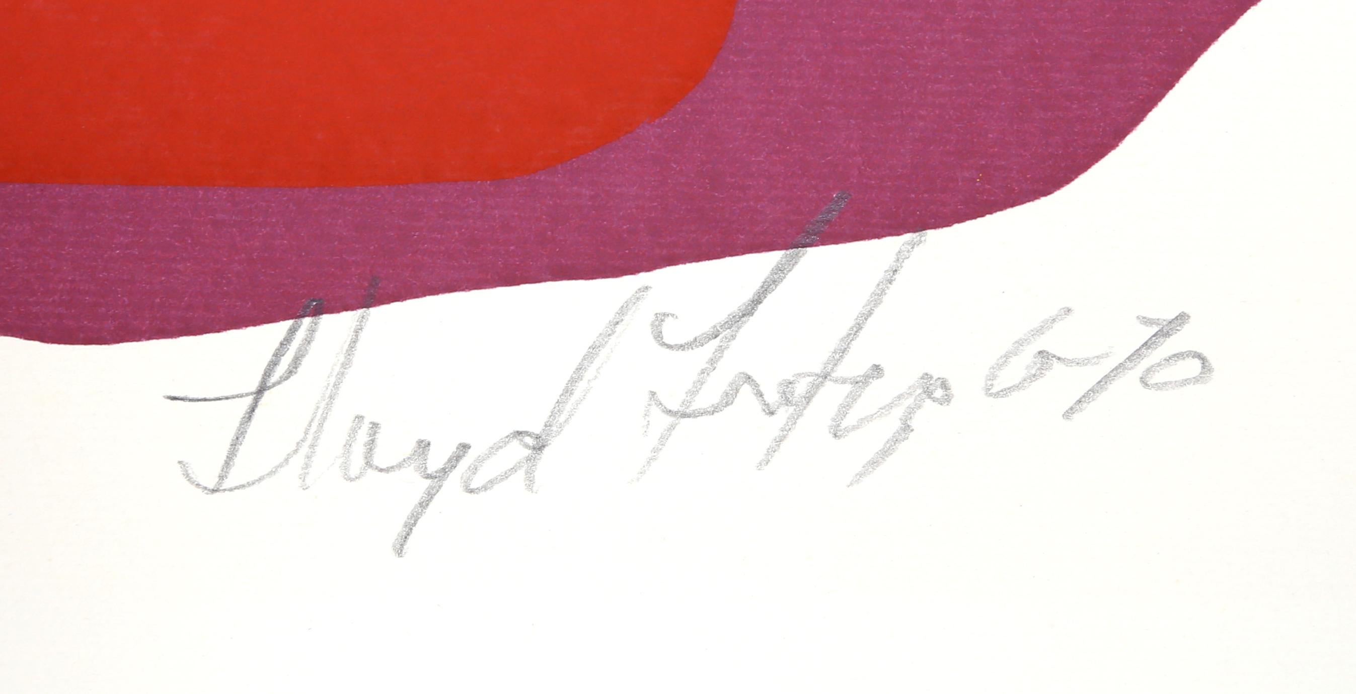 Untitled 9, Signed Red Abstract Screenprint by Lloyd Fertig For Sale 2