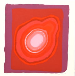 Sérigraphie abstraite rouge de Lloyd Fertig