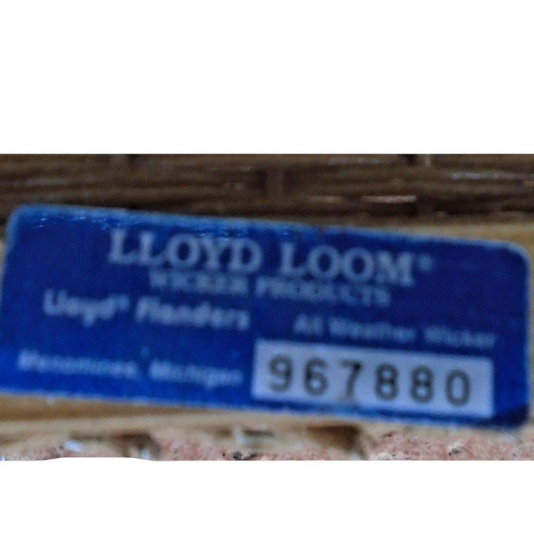 Lloyd Flanders “Loom” Vinyl Wicker Oversize Chair & Ottoman For Sale 1