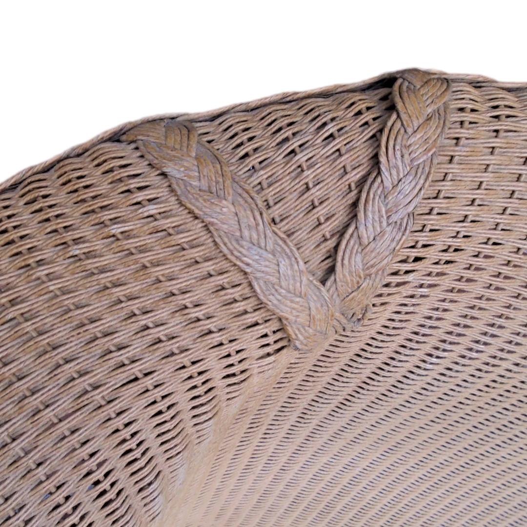 Fabric Lloyd Flanders “Loom” Vinyl Wicker Oversize Chair & Ottoman For Sale