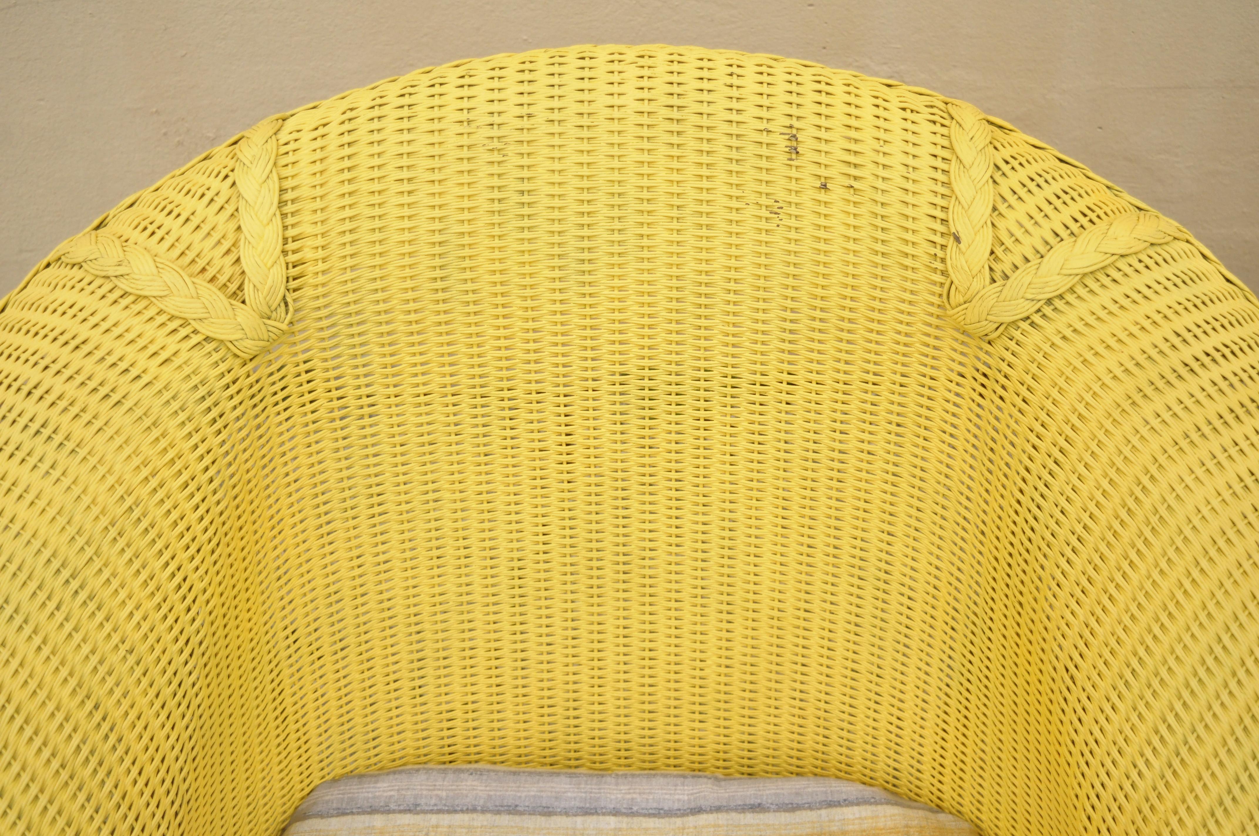 yellow wicker chair