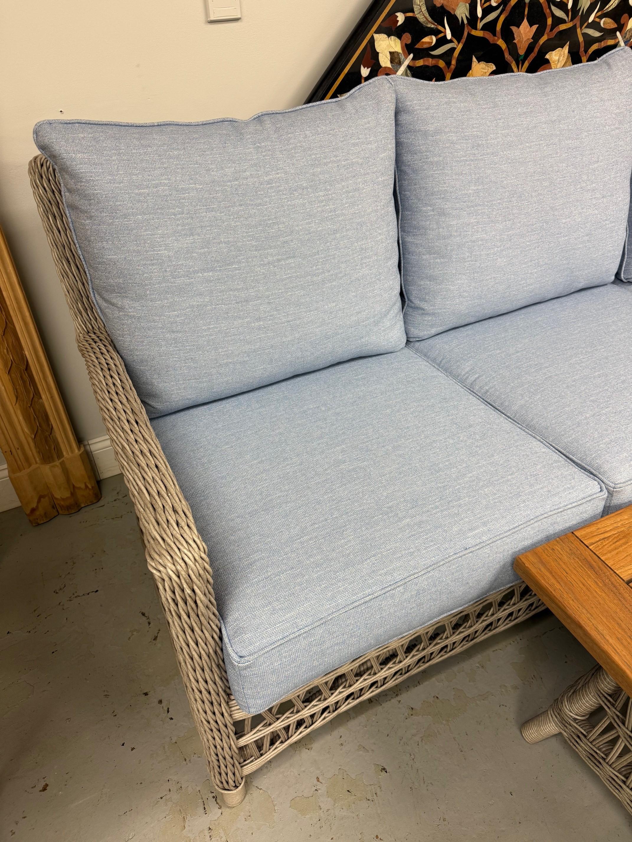 Lloyd Flanders Wicker Mackinac Collection Sofa with Sunbrella Cushions New 3