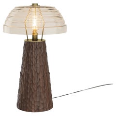 Lloyd I Table Lamp Hammered Wood Brass Handmade in Portugal By Wood Tailors Club