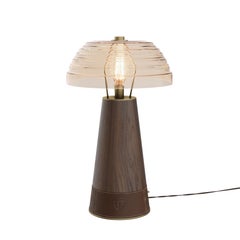 Lloyd II Table Lamp Hammered Wood Brass Made in Portugal By Wood Tailors Club