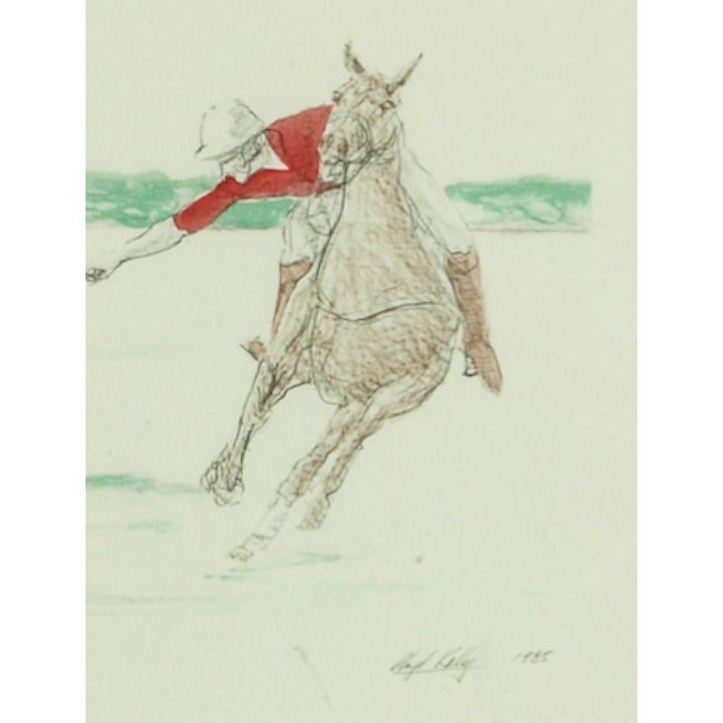 Red Jersey Polo Player c1985 Hand-Colour Print by Lloyd Kelly (b.1946-) For Sale 1