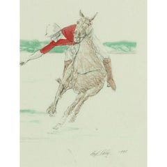 Red Jersey Polo Player c1985 Hand-Colour Print by Lloyd Kelly (b.1946-)
