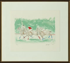 Three Polo Players c1985 Hand-Colour Ltd Ed Print by Lloyd Kelly (b.1946-)