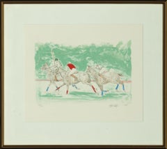 Three Polo Players c1985 Hand-Colour édition limitée par Lloyd Kelly (né en 1946-)