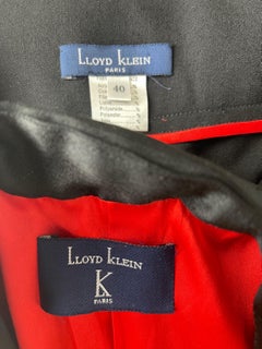 Lloyd Klein 2000s Black and Red Size 8 / 40 Wide Flare Leg Y2K Jacket Pant Suit