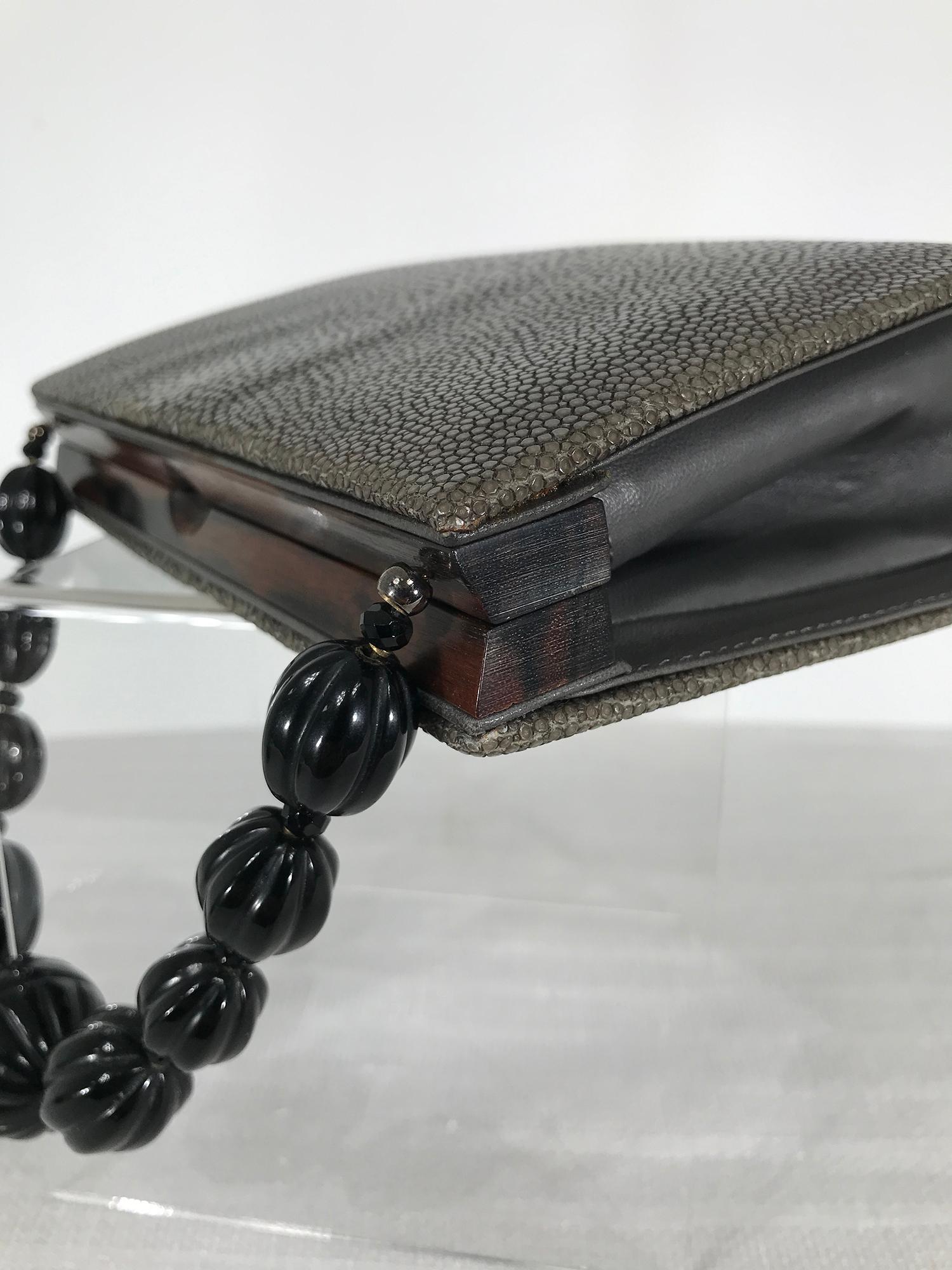 Lloyd Klein Paris Shagreen & Rosewood Evening Bag For Sale 1