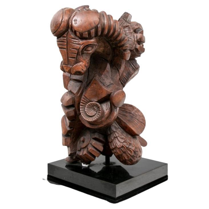 Lloyd Lasdon, Hand Carved Cherry Root Wood Sculpture, “Mythic Images”, 1987 For Sale