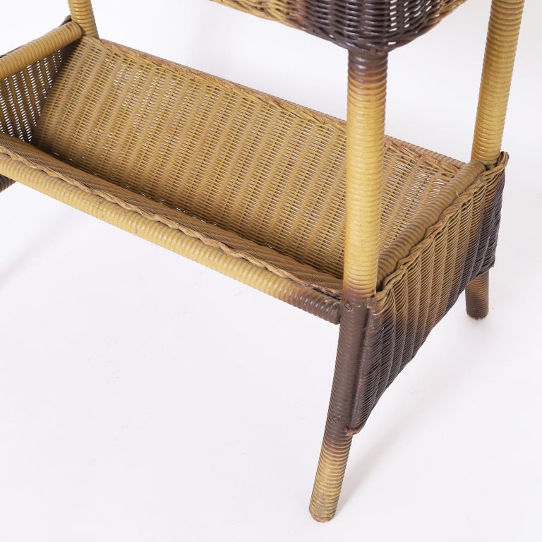 Lloyd Loom Antique Wicker Side Table For Sale at 1stDibs