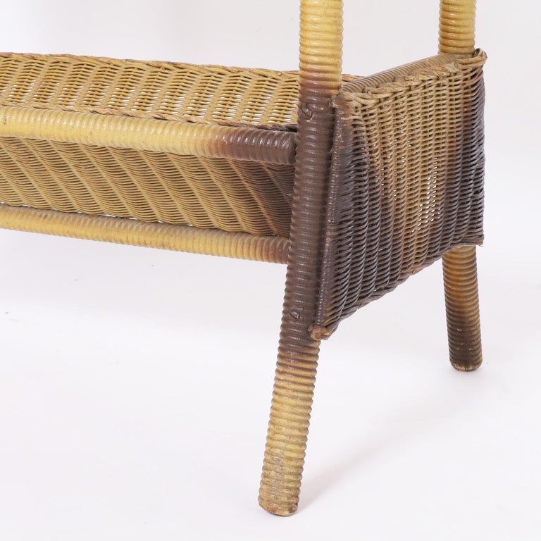Lloyd Loom Antique Wicker Side Table For Sale at 1stDibs