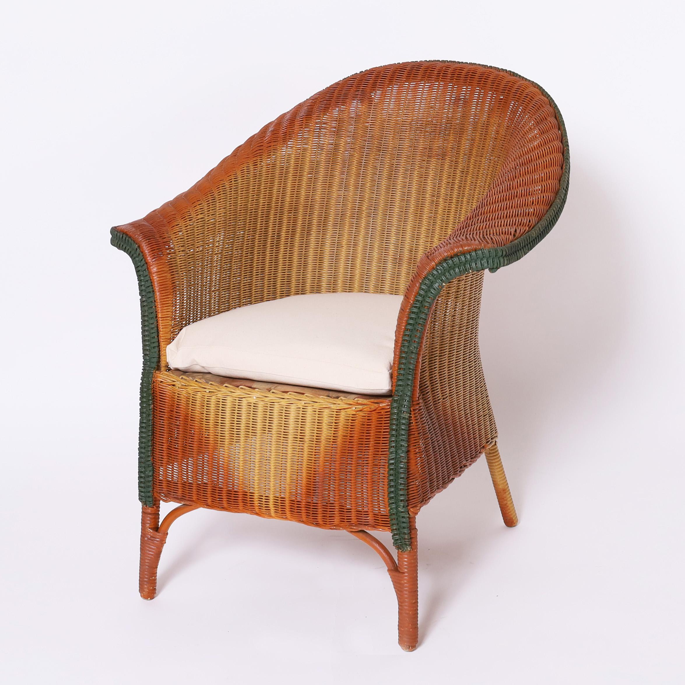 Wicker Lloyd Loom Art Deco Six Piece Child's Suite of Furniture For Sale