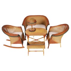 Lloyd Loom Art Deco Six Piece Child's Suite of Furniture