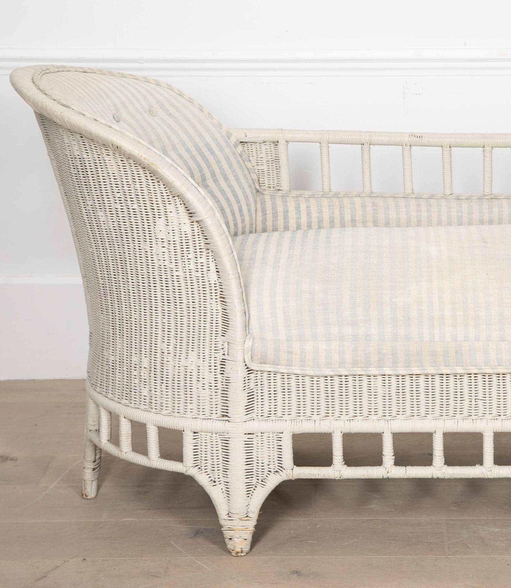 Wicker Lloyd Loom Style Upholstered Daybed For Sale