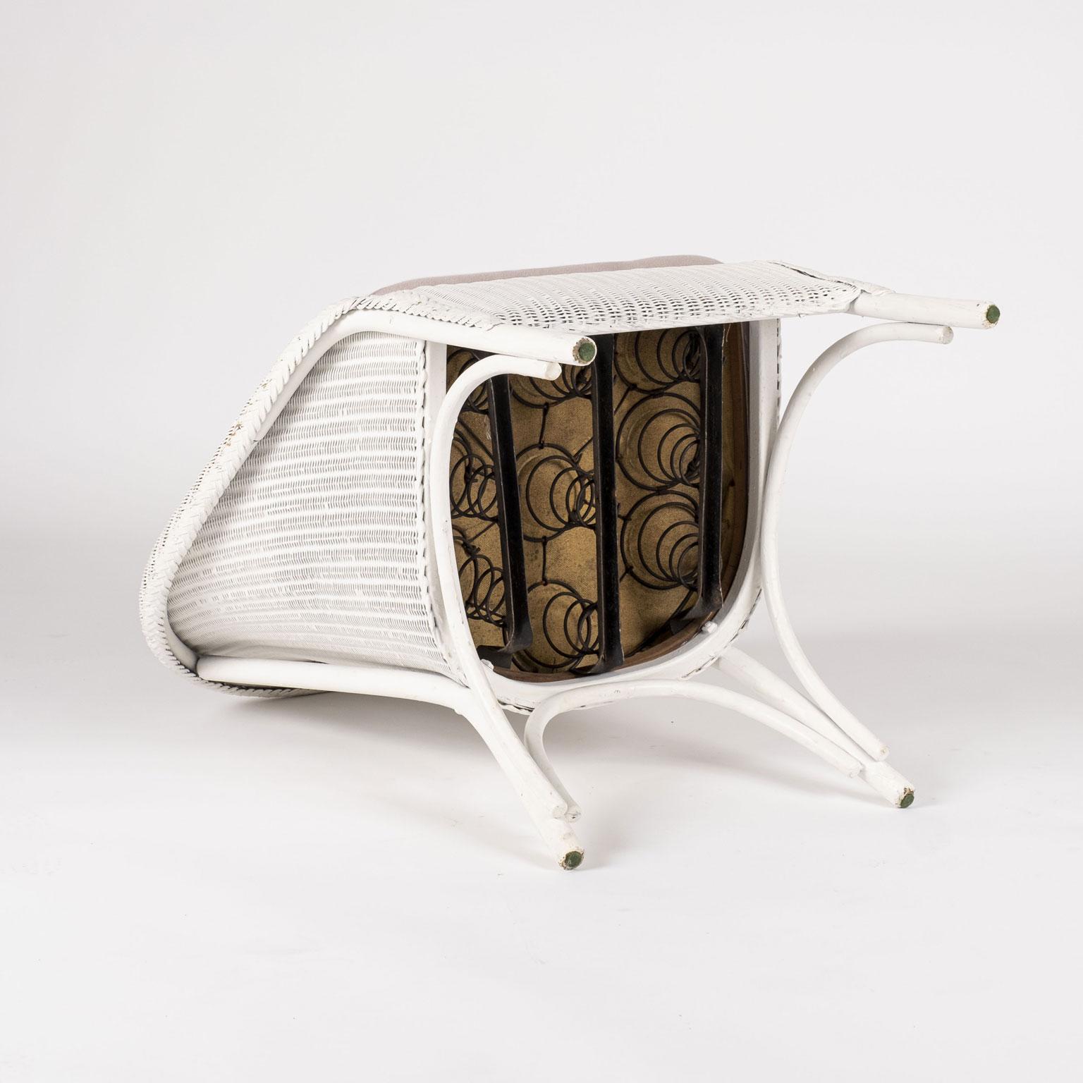 Lloyd Loom Style White Painted Wicker Chair 2