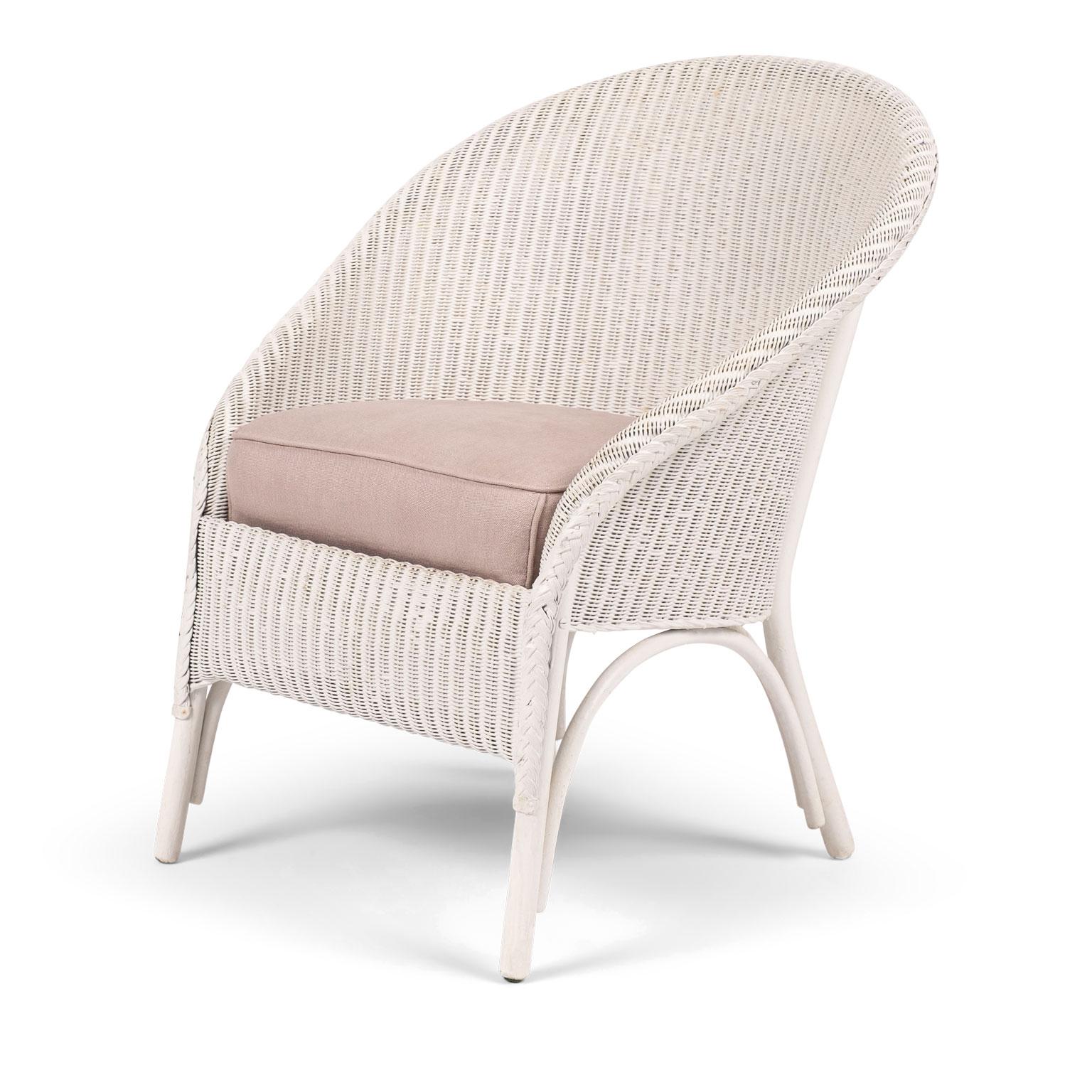 Lloyd Loom Style White Painted Wicker Chair 4