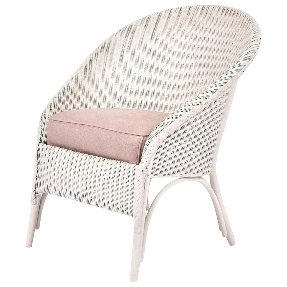 Lloyd Loom Style White Painted Wicker Chair 5