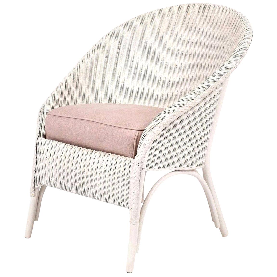 Lloyd Loom Style White Painted Wicker Chair 6