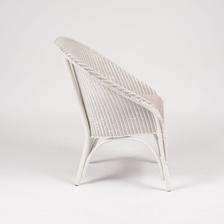 Lloyd Loom Style White Painted Wicker Chair For Sale at ...