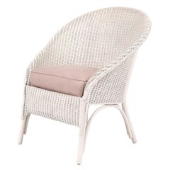 Lloyd Loom Style White Painted Wicker Chair