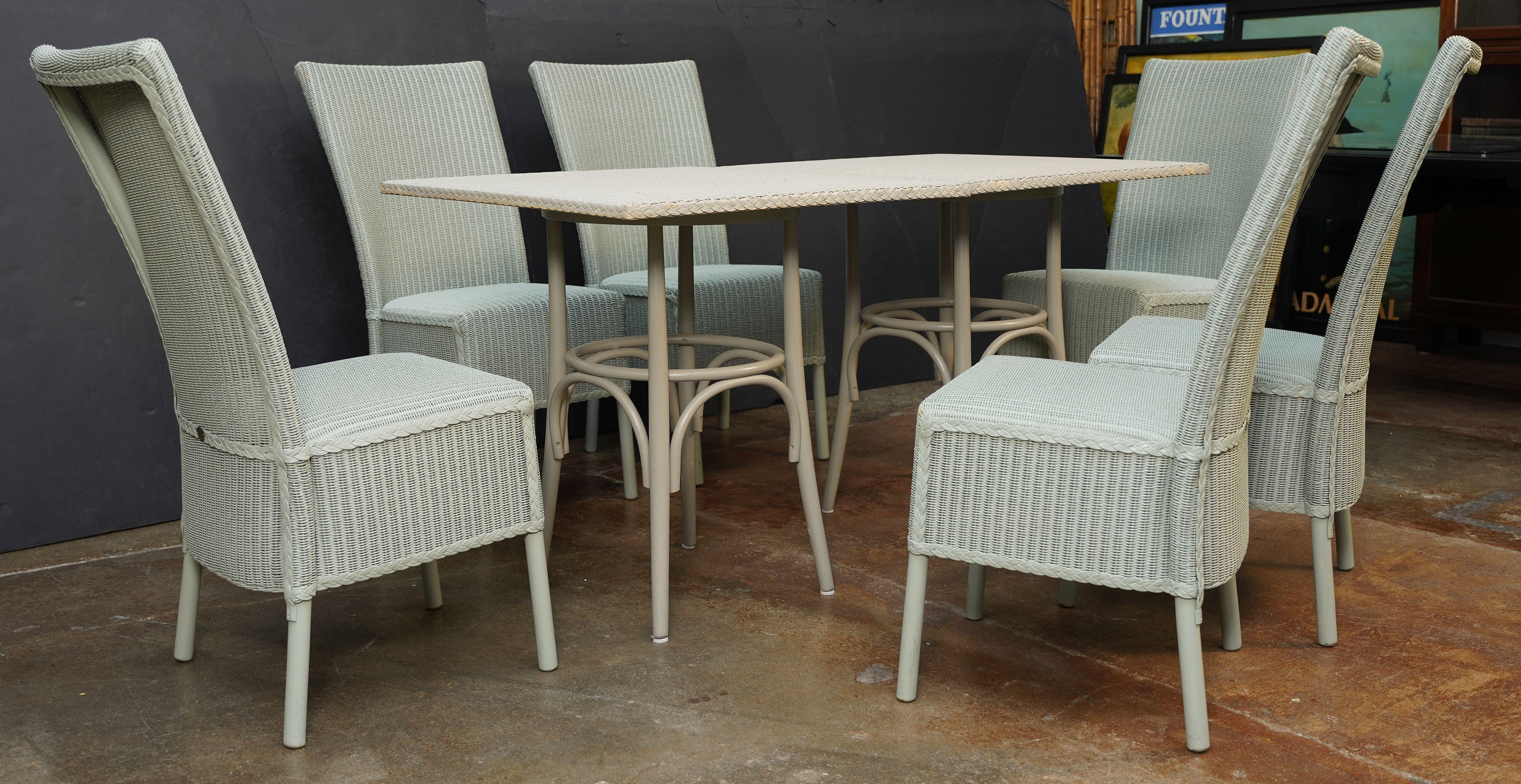 Lloyd Loom Table and Chairs Set from England (Six Chairs, Two Tables) 4