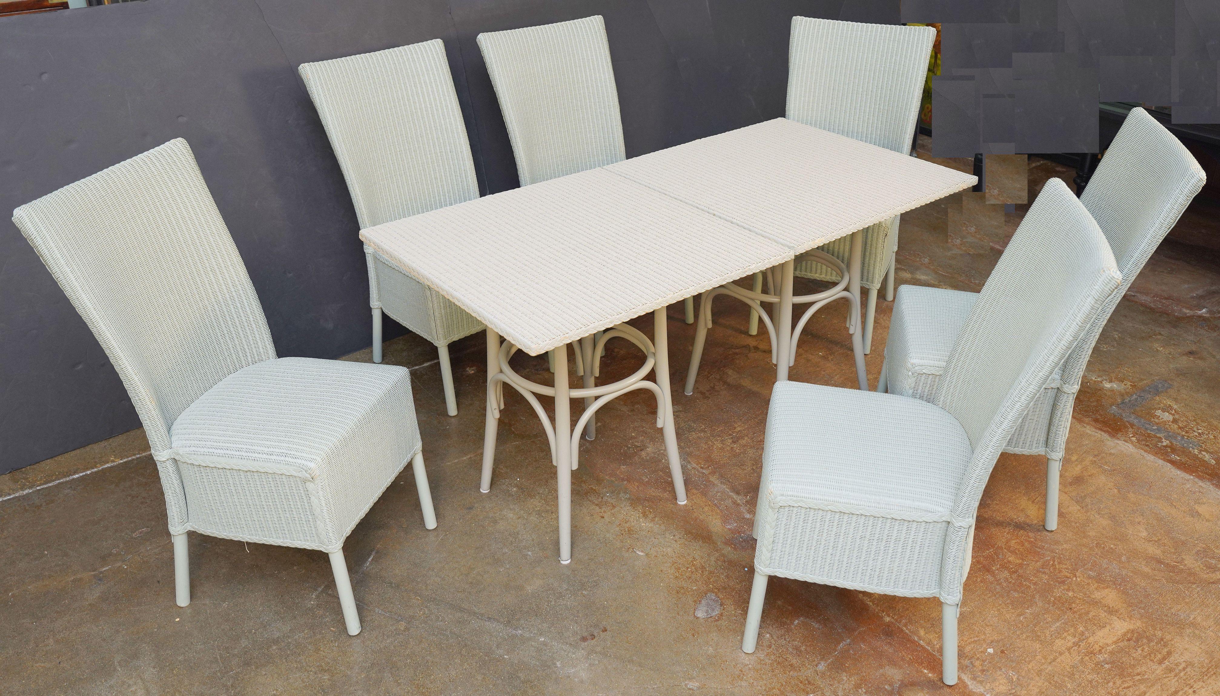 Lloyd Loom Table and Chairs Set from England (Six Chairs, Two Tables) 5