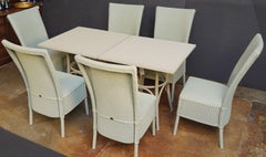 Set di tavoli e sedie Lloyd Loom dall'Inghilterra (sei sedie, due tavoli)