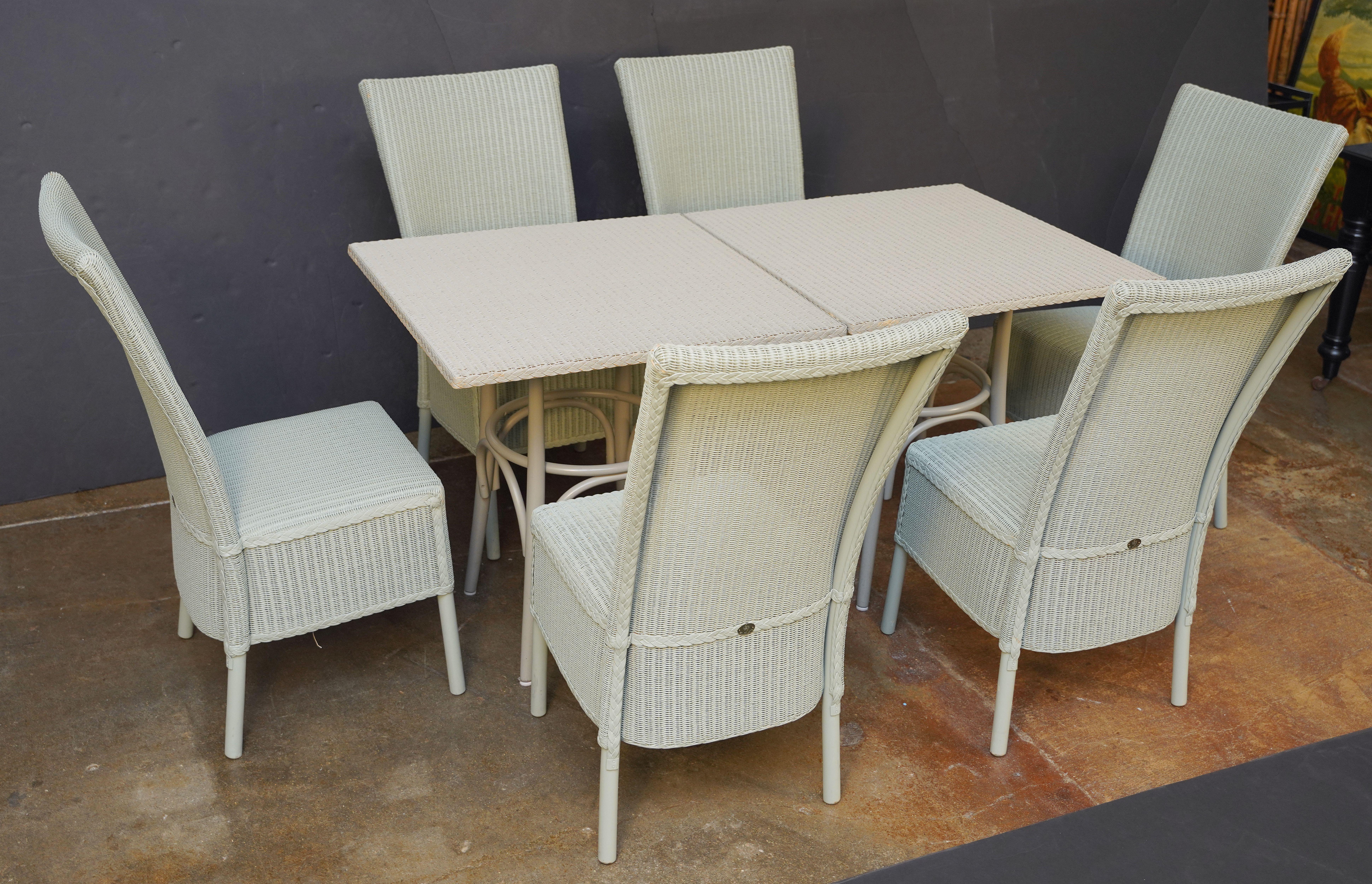 Woven Lloyd Loom Table and Chairs Set from England (Six Chairs, Two Tables)