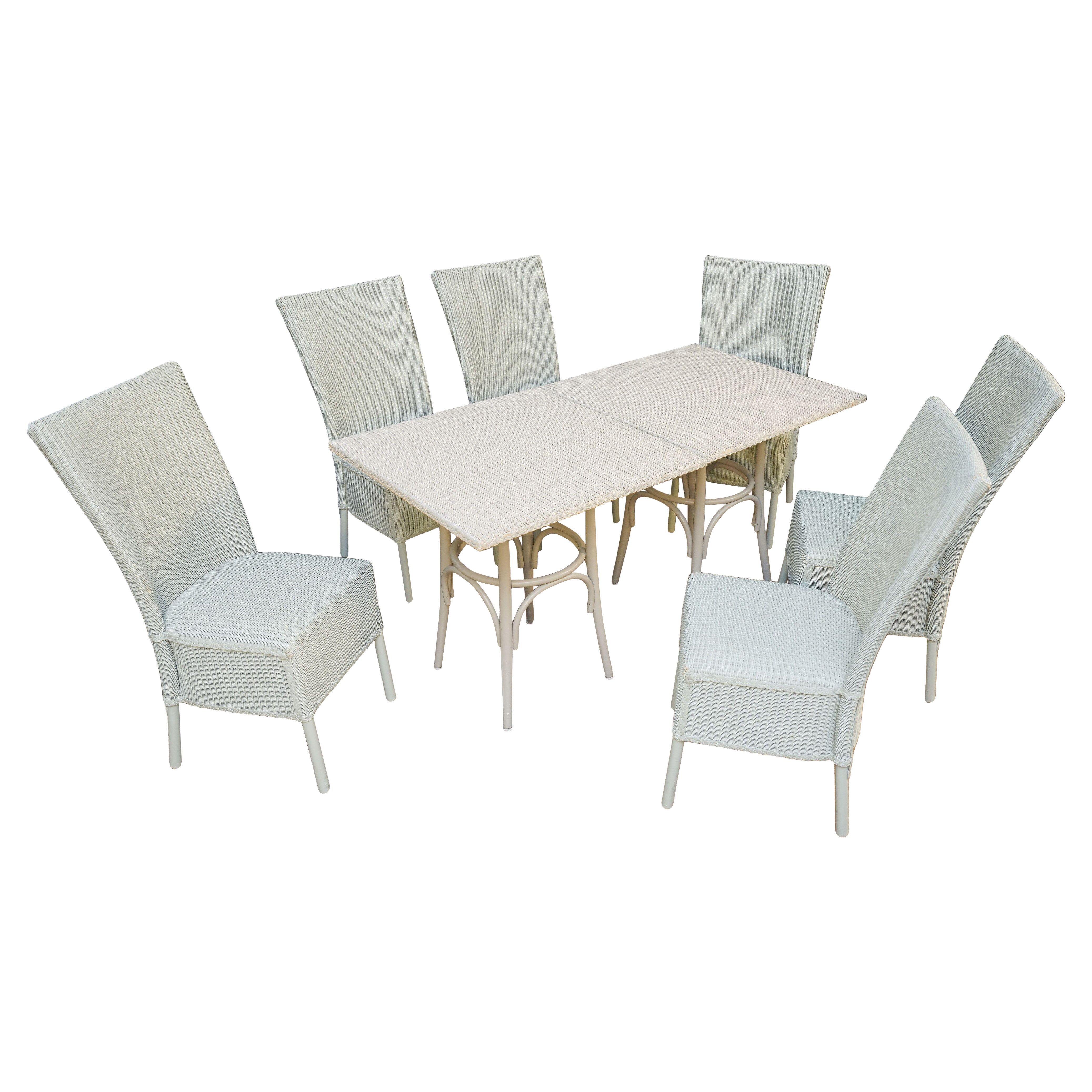 Lloyd Loom Table and Chairs Set from England (Six Chairs, Two Tables)