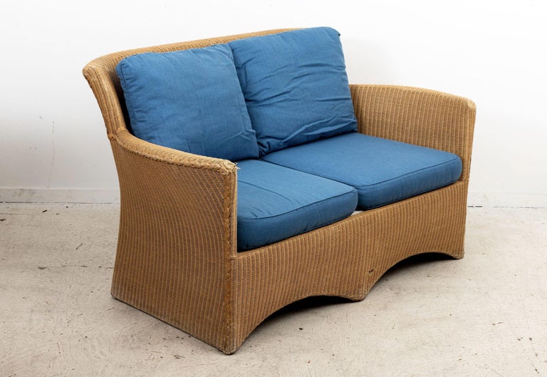 Lloyd Loom Wicker Style Loveseat For Sale at 1stDibs