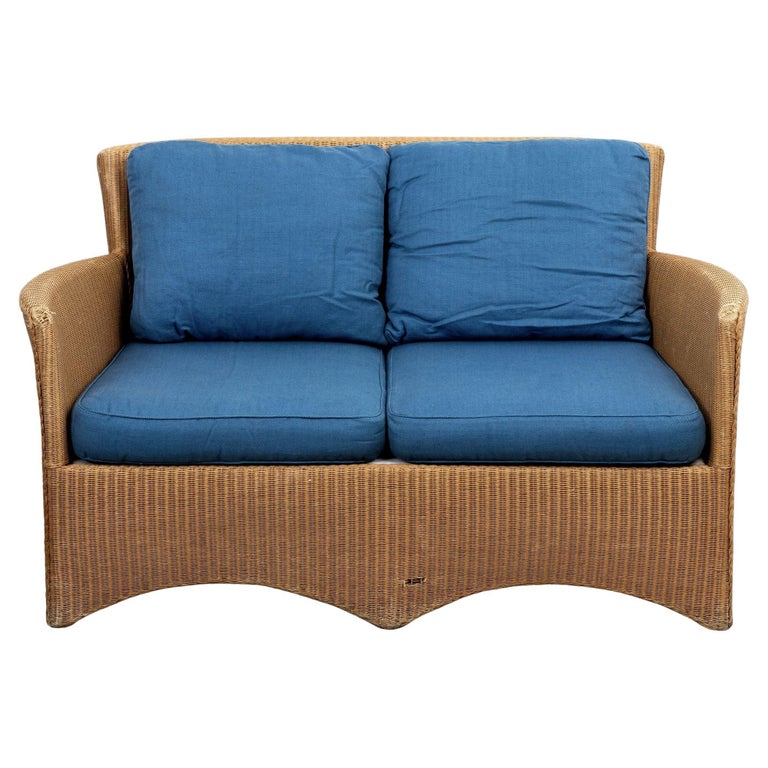 Lloyd Loom Wicker Style Loveseat For Sale at 1stDibs