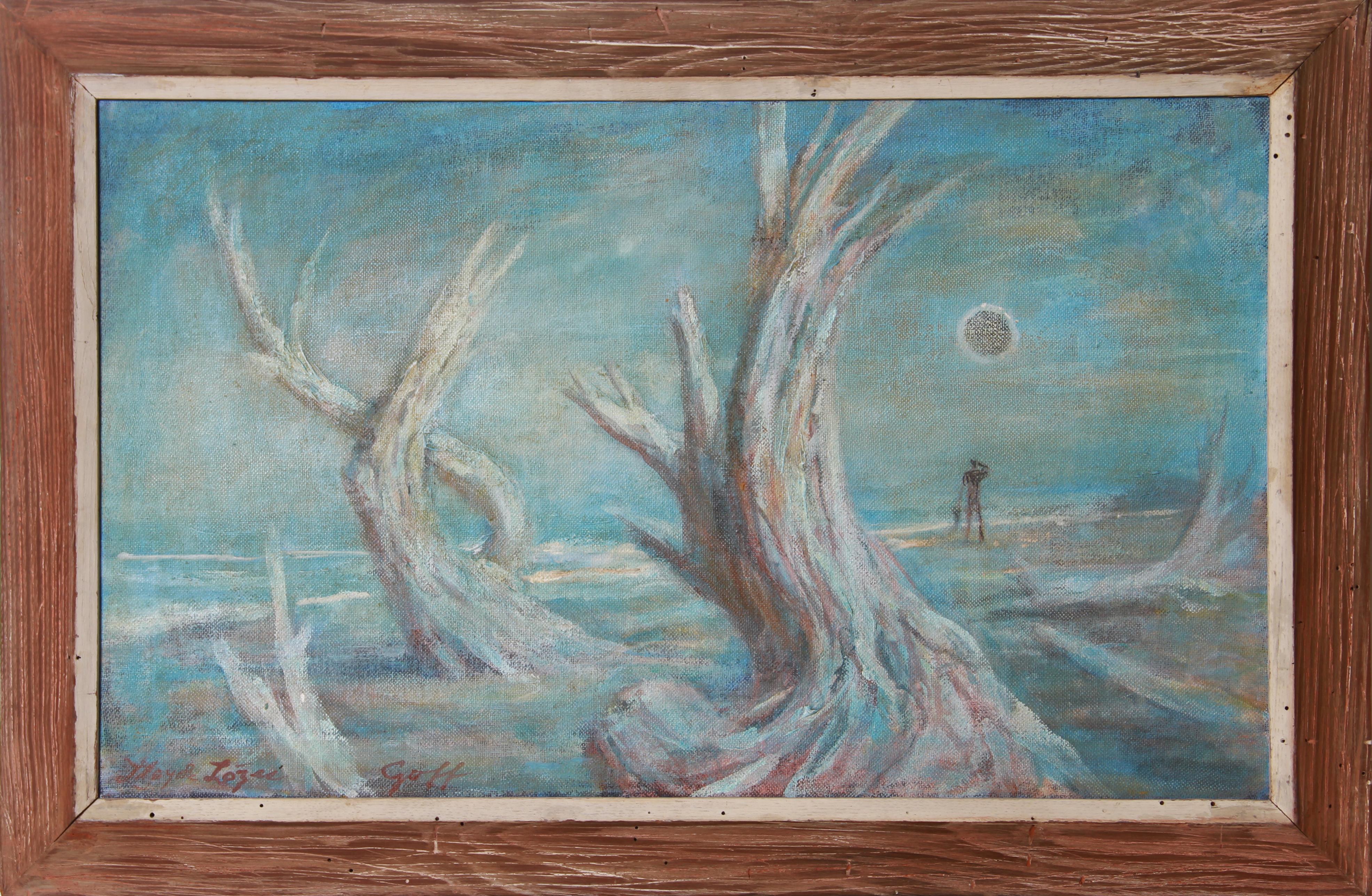 The Eclipse Mexico di Lloyd Lozes Goff, americano (1918-1982)
Data: 1970
Acrilico e olio su tela, firmato
Dimensioni: 18 x 30 pollici (45,72 cm x 76,2 cm)