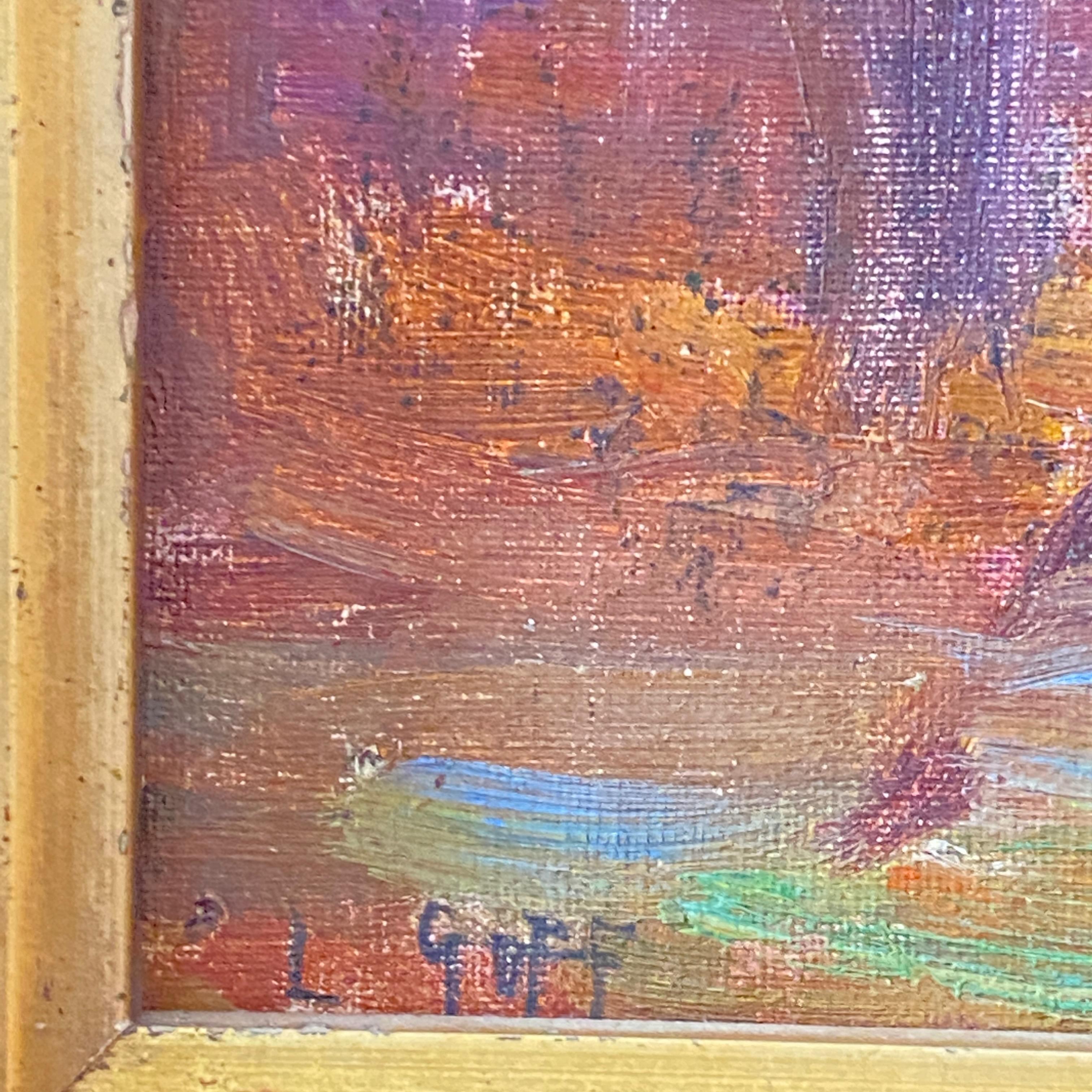 Lloyd Lozes Goff Paesaggio industriale, pittura americana del XX secolo in vendita 1