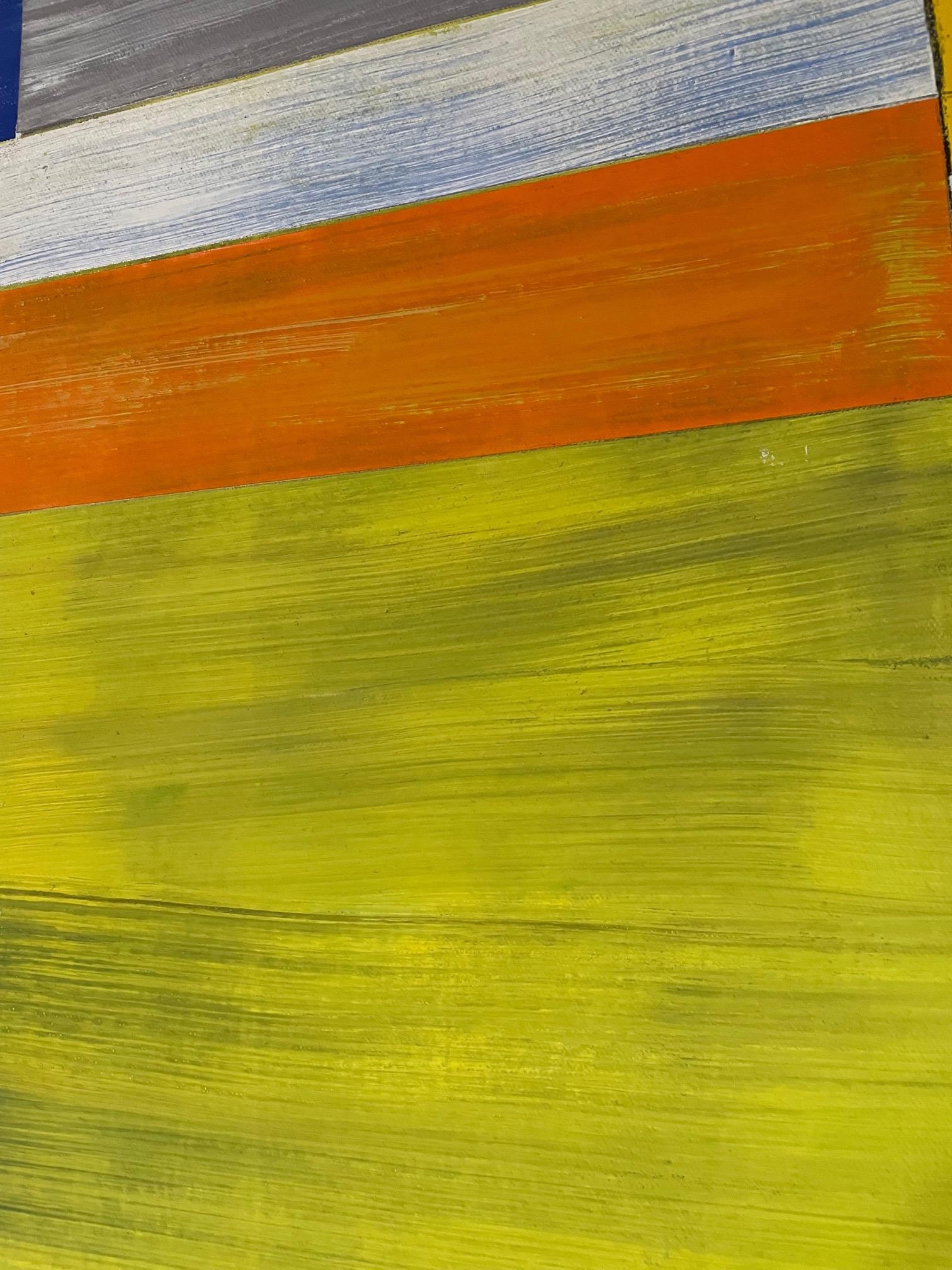 Indigo kariert, Öl auf Leinwand, 2014 (Beige), Abstract Painting, von Lloyd Martin