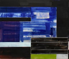 „Slow Fold Nocturne“, abstraktes Ölgemälde auf Leinwand, 21. Jahrhundert, 66 × 72 Zoll