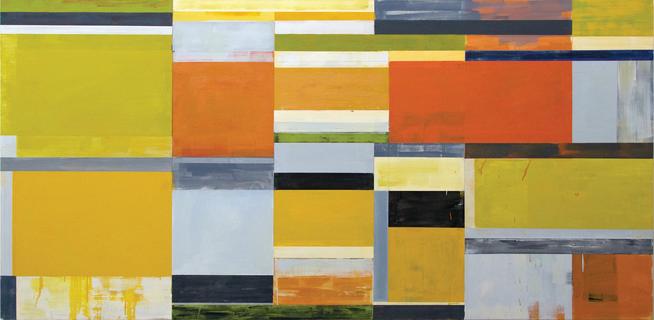 Yellow Stack, Oil on Canvas, 2016 - Painting by Lloyd Martin