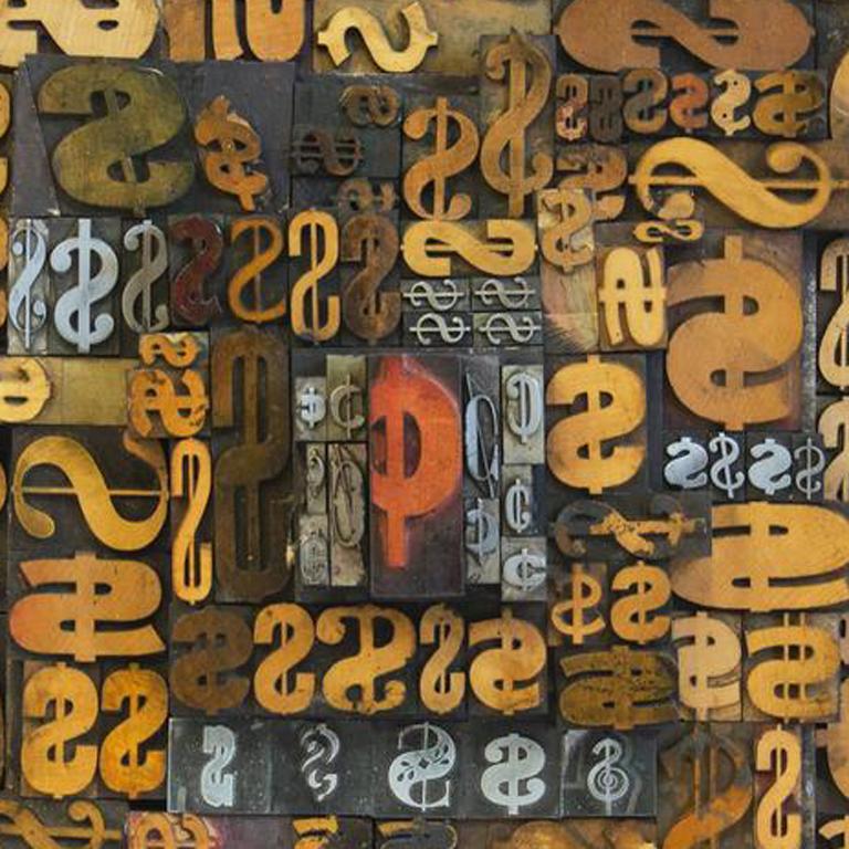 A Centsible Pyramid (wood, sculpture, money, dollars) - Brown Abstract Sculpture by Lloyd Schermer