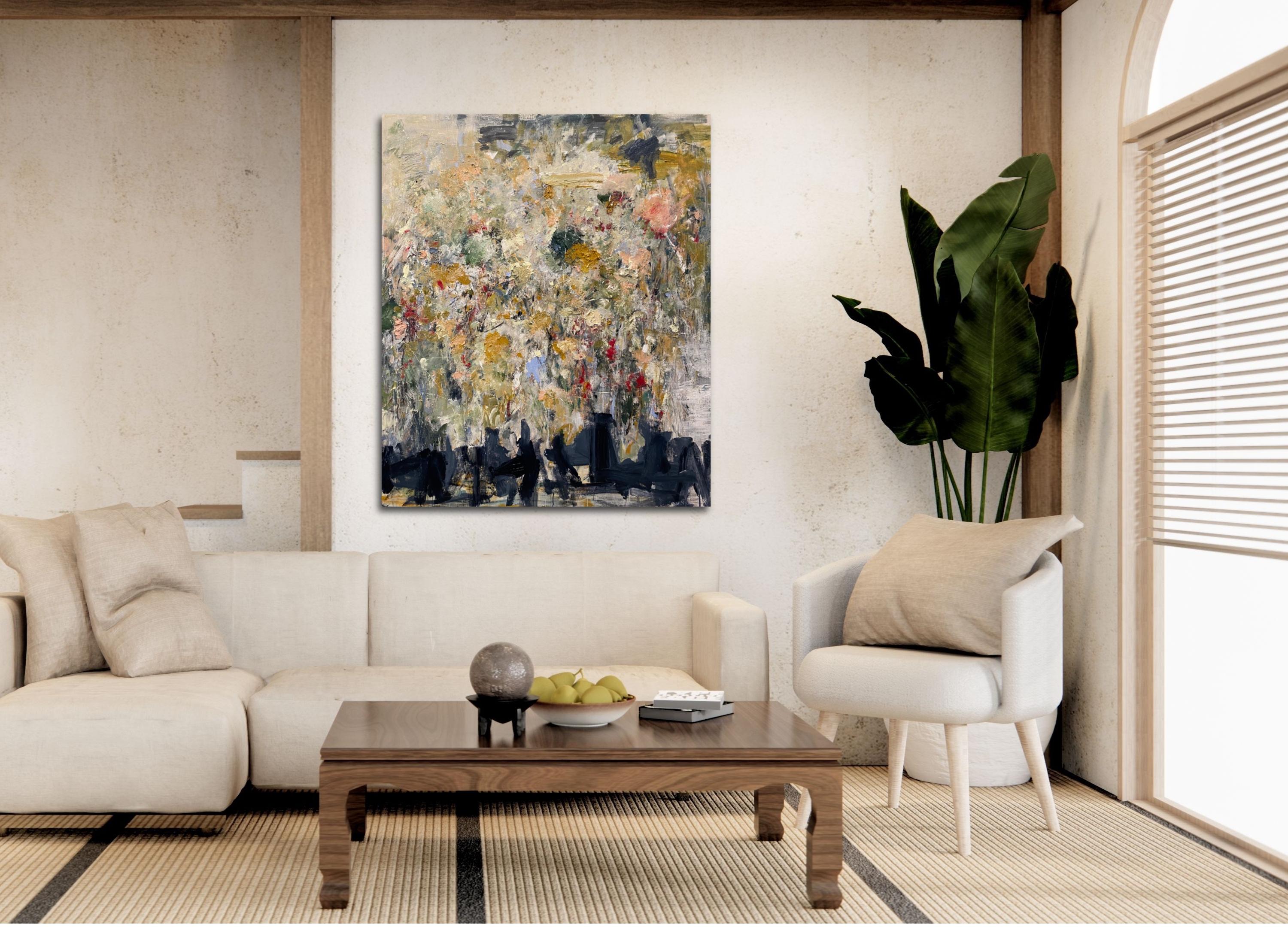 All I Think About Is You, Blumen, Wildblumen, Landschaft, Joan Mitchell, rosa – Painting von Lloyd Tabing 
