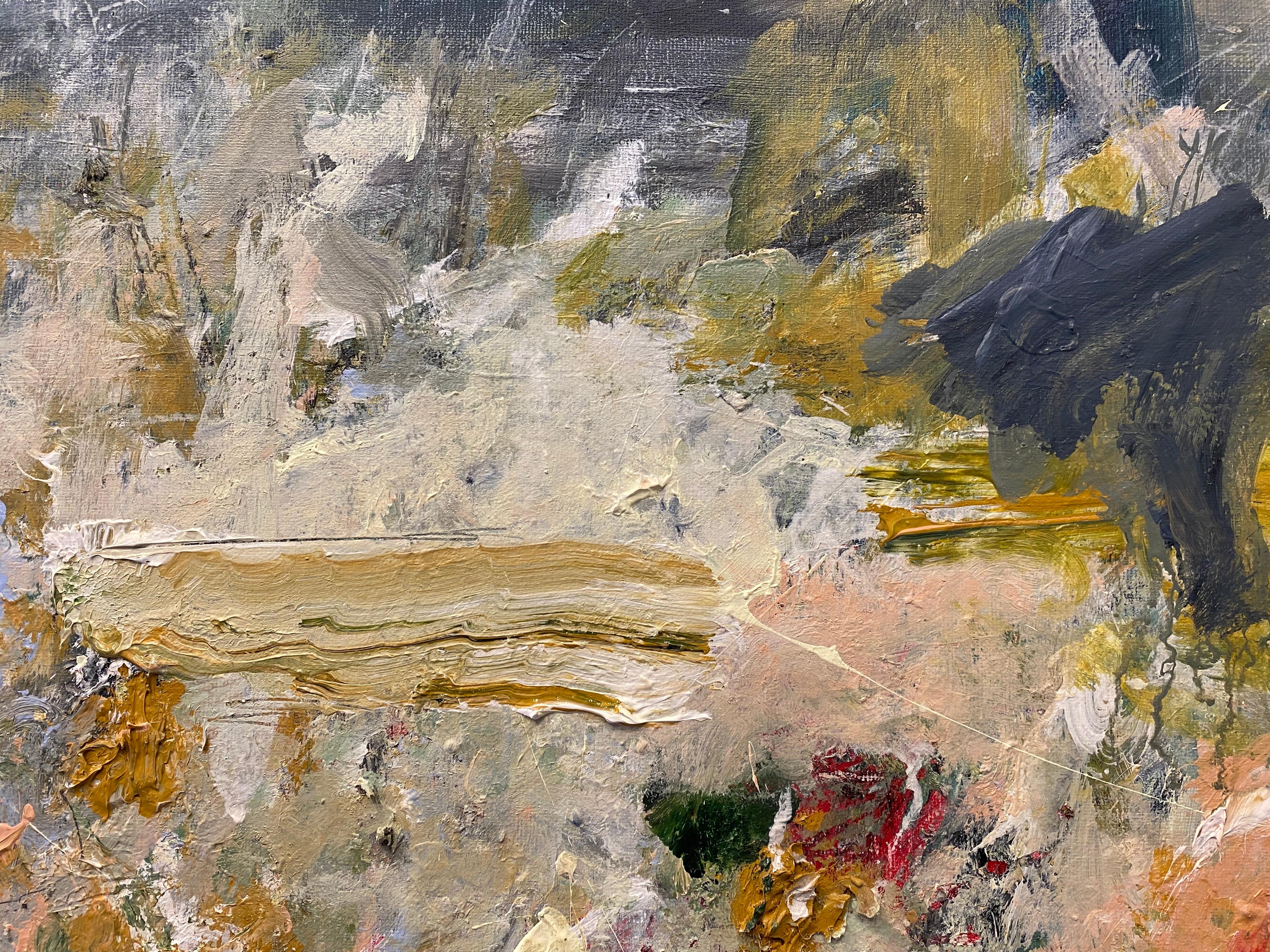 All I Think About Is You, Blumen, Wildblumen, Landschaft, Joan Mitchell, rosa (Braun), Landscape Painting, von Lloyd Tabing 