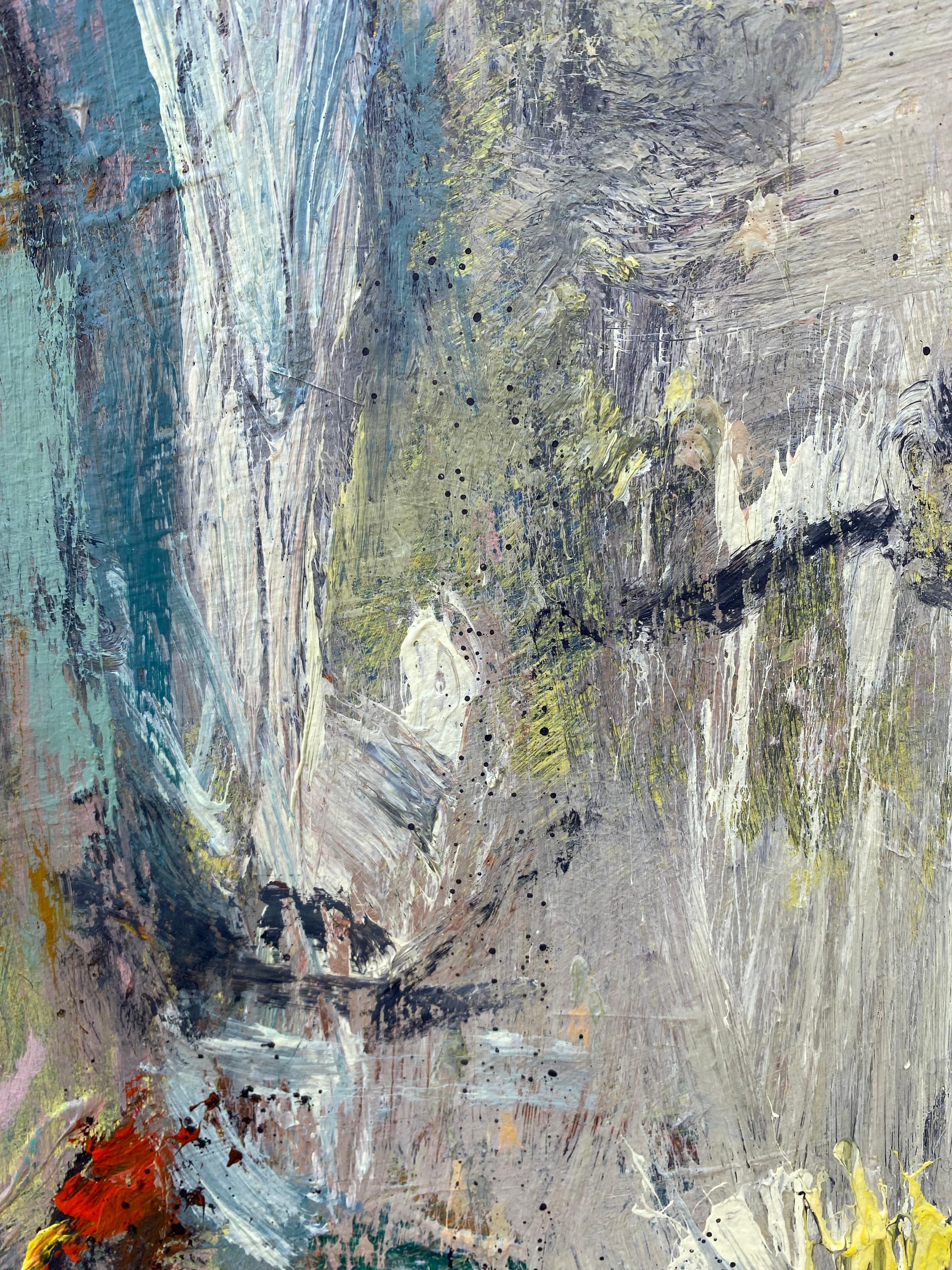 Circumstance, pink, light blue, lime green, water, expessionism For Sale 1