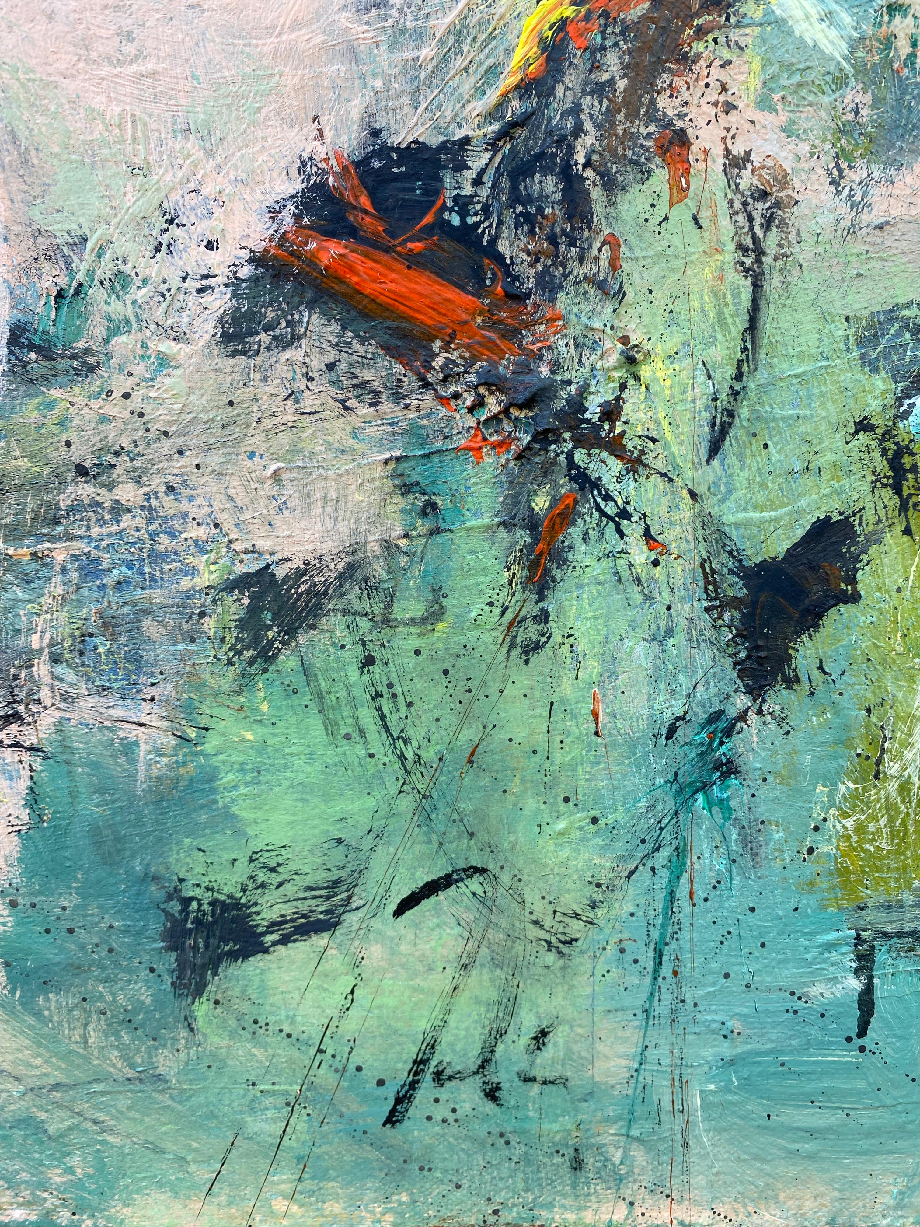 Circumstance, pink, light blue, lime green, water, expessionism For Sale 2