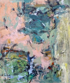 Circumstance, pink, light blue, lime green, water, expessionism