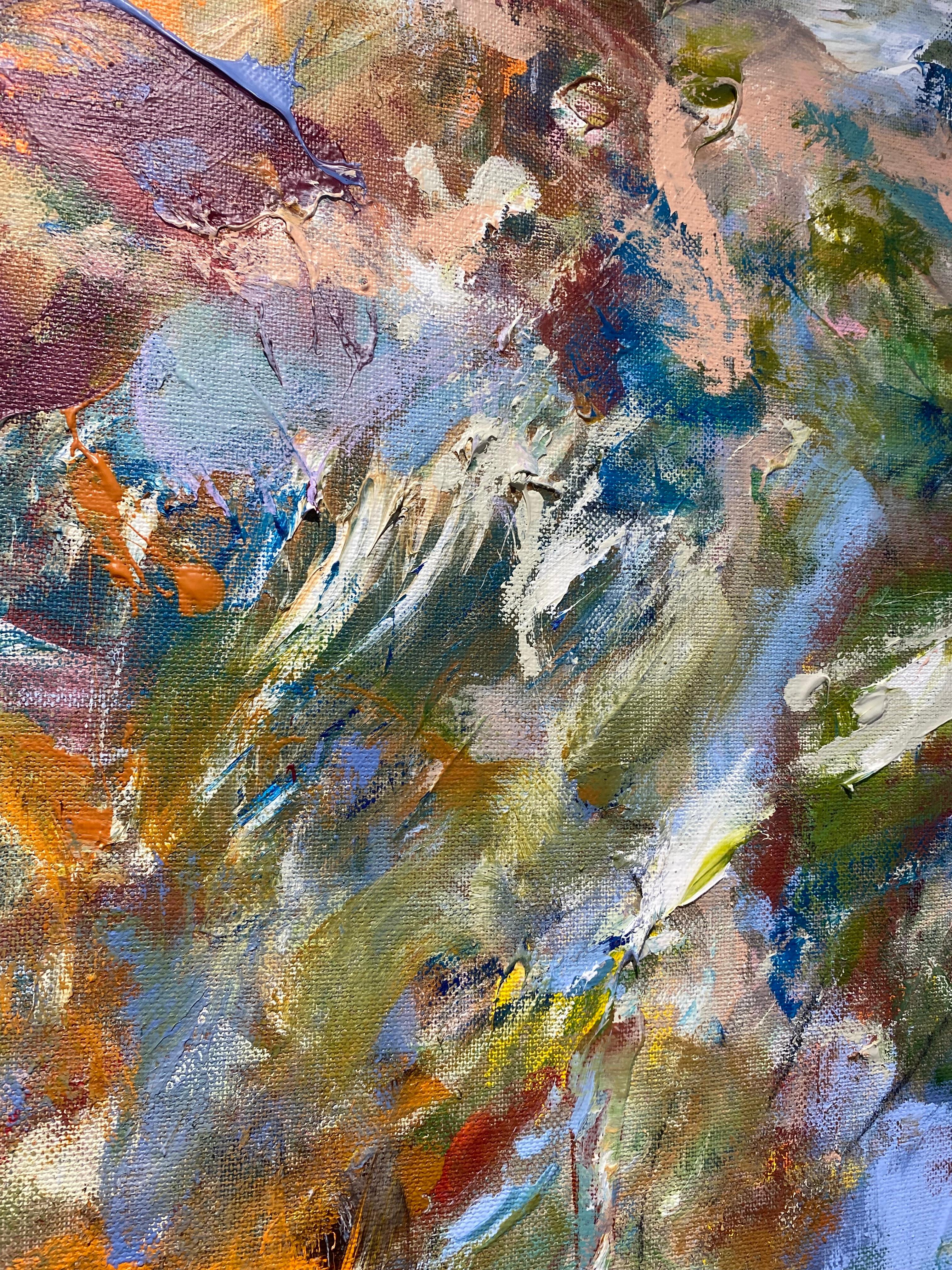 Contemplation et introspection, coloré, Joan Mitchell, expressionnisme, audacieux - Marron Abstract Painting par Lloyd Tabing 
