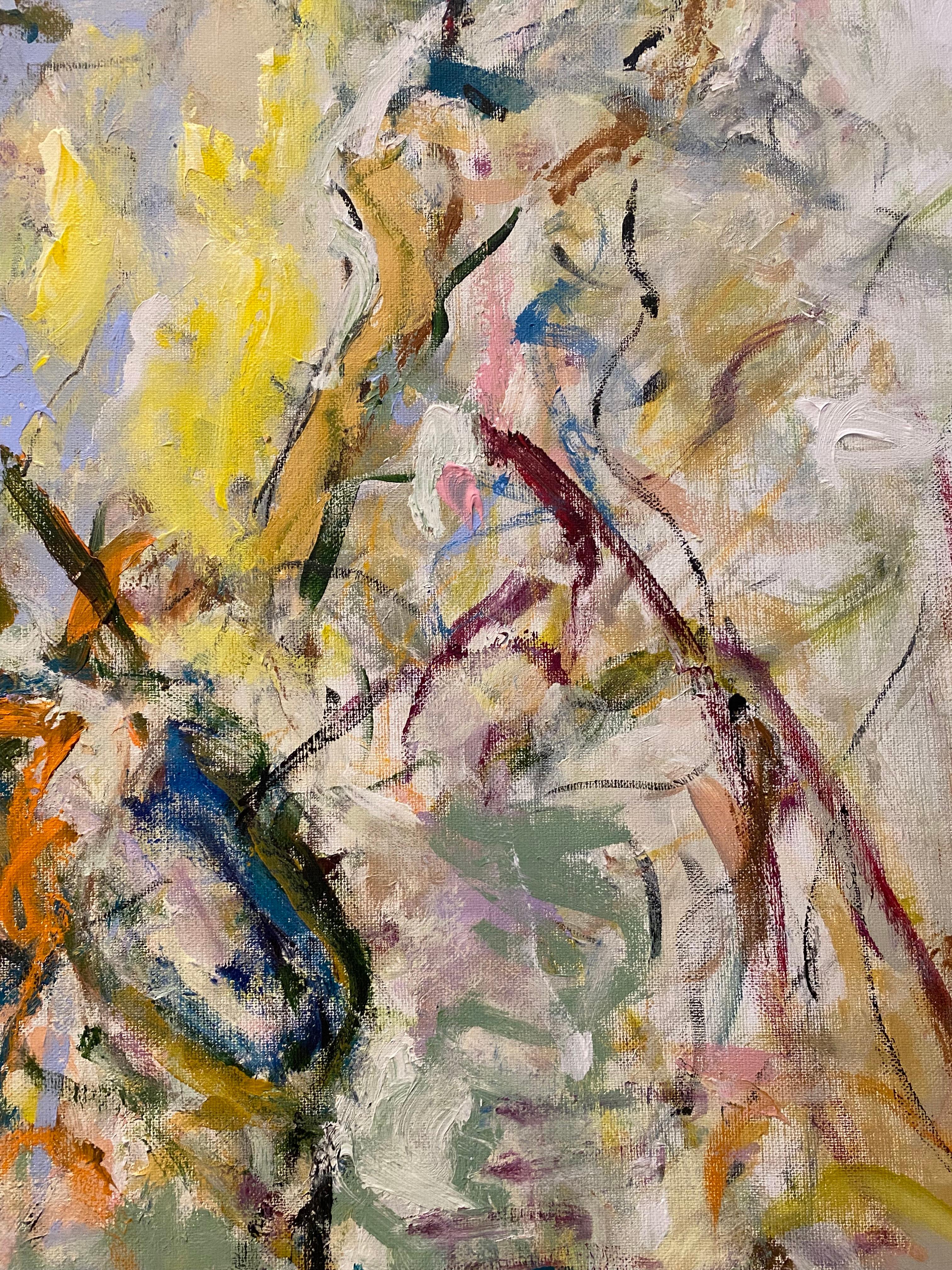 Description Of My Thoughts, expressionism, Koons, Mitchell, flowers, deboning - Abstract Painting by Lloyd Tabing 